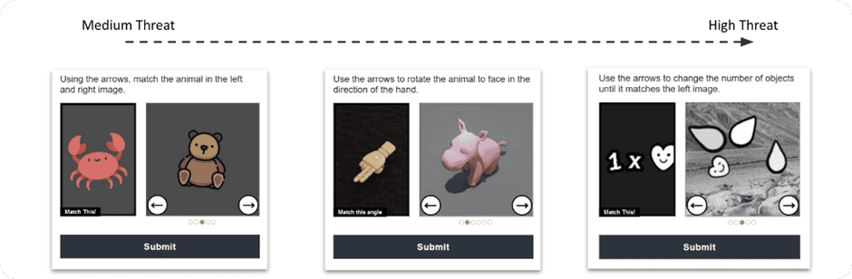arkose match-key challenge shown on the signup path, representing the captcha layer that had to be solved before registration could continue