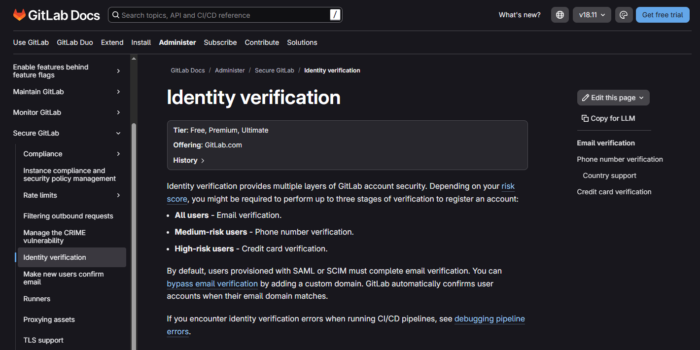 gitlab phone-verification gate shown during signup when an account was pushed out of the email-only lane